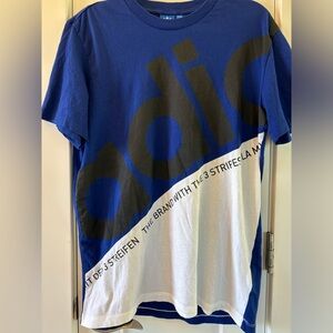 Adidas Blue Black White Colorblock The Brand with the 3 Stripes Shirt Men's L